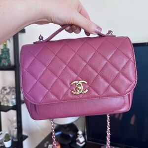 Chanel dark pink medium business affinity flap bag